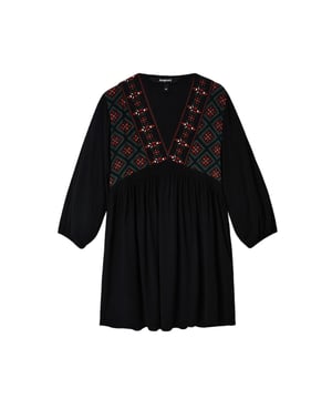 Marca: Desigual   Género: Mujeres   Tipo: Vestidos   Color: Negro   Escote: En forma de V   Mangas: Manga Larga   Temporada: Otoño/invierno