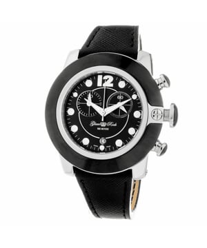 Glam Rock GR32118 - Damenuhr Quarz aus Edelstahl• Material: Edelstahl• Glas: Saphir• Armband: Leder• Farbe: Schwarz• Wasserbeständigkeit: 100 m (10 ATM)• Gehäusegröße: 44 mm