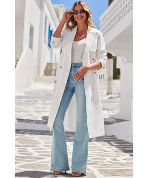 Prepare to wear on repeat
Soft lightweight fabric drapes beautifully
Timeless trench coat styling
On-trend longline hem
Elevate jeans and trainers
Throw-over polished office outfits