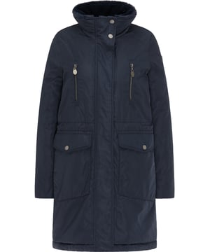 Deze winterjas van DreiMaster Klassik geeft je zeker zin om te dragen op kille dagen! We leggen uit waarom: Ten eerste overtuigt het winterstuk met veel ruimte - dankzij de twee grote klepzakken, die ook nog een binnenzak hebben, twee extra zakken met rits op borsthoogte en een binnenzak. Ten tweede scoort de jas punten aan de binnenkant en op de kraag met knusse, zachte randjes van imitatiebont. Deze verwent u rondom, terwijl de 100% synthetische vulling u toch perfect warm houdt. Het licht glanzende buitenmateriaal is geschikt voor weer en wind. Extra bescherming wordt geboden door de drukknoopsluiting die de 2-weg ritssluiting bedekt.  Jas