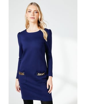 Pocket Detail Ponte Shift Dress