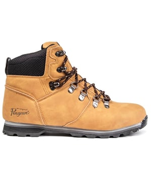 This Elder vegan outdoor boot features a smooth synthetic nubuck tan upper with a contrasting black textile collar mixed with a D-ring metal hiking lace system finished with tasteful Penguin branding on the side as well as on the tongue to finish the look making this hiking style boot from Penguin a true winner.
 The ankle and tongue of the boot are very heavily padded to give you extra comfort and support combined with a cushioned insole and sturdy rubber outsole, so whether youre the outdoor type going on those long walks, or youre looking for a versatile boot that is ready for whatever the day has in store, the Penguin Elder is an unbeatable choice at an affordable price guaranteed to fit the bill.
 - Synthetic nubuck and textile mix upper.
 - Padded ankle and tongue.
 - EVA midsole - designed for comfort and extra cushioning.
 - D-ring metal lace fastening system.
 - Heel pull for easy on / off wear
 - Cushioned footbed.
 - Durable rubber outsole 
 - Penguin Original branding