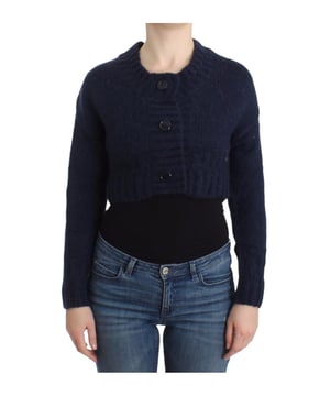 100% Authentic John Galliano cropped cardigan
  Material: 70% acrylic 30% mohair
  Color: Blue
  Model: Cropped cardigan
  Logo details
  Closes with buttons in the front
  Original tags and store bag included