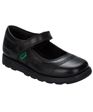 Infant Girls Kickers Fragma Pop Shoe in Black<BR><BR>-Hook and loop fastening<BR>-Open tongue<BR>-Padded collar<BR>-Cushioned sole<BR>-Branded tab to side<BR>-Branding to heel and tab<BR>-Leather Upper  Textile Lining  Synthetic Sole<BR>-Ref: 114850