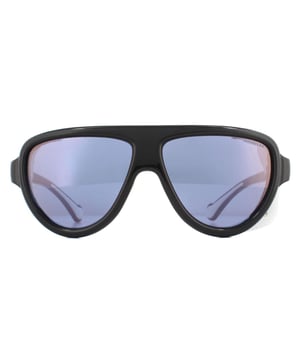 Moncler Sonnenbrille ML0089 01c schwarz mit blauem Leder weiß mit lila Spiegel Haben Sie einen Flieger-Stil mit einem dicken Acetat-Rahmen. Diese haben abnehmbare Seiteneinsätze aus Leder für zusätzlichen Schutz und das Moncler-Logo auf den Tempeln.