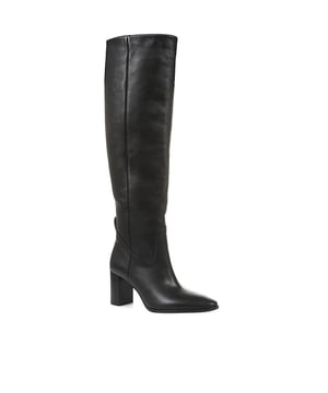 Our Lilyana over the knee boots embody elegance and effortless glamour. Crafted from soft, glossy leathers, Lilyana is poised on a stacked heel and imagined with a striking pointed toe. Fully leather lined for a comfortable fit, this pull-on silhouette offers instantaneous wear. Wear with confidence, style Lilyana with skinny jeans or a mini skirt to switch up your regular rotations.