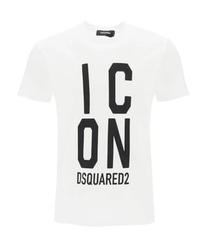 Camiseta blanca de manga corta D2 Estilo Cool Fit, se ajusta a la talla real 100% algod—n, Made In Italy Cuello redondo, Mangas cortas S79GC0077 S23009 100W
