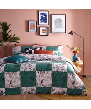 Check out our own twist on the trending checkerboard design and amazing artwork on your bed! The Mythos Checkerboard duvet cover set is adorned with unique hand-drawn, printed mythology symbols, ranging from birds and florals to cupid’s heart and Greek gods. These are printed onto an eye-catching green and white checkerboard design, blending modern prints and ancient icons for a unique artistic look. Finished with a paired back look reverse that focuses purely on the arty mythology icons, printed on a white background. An imaginative way of adding a touch of both ancient and modern art to your bedroom.