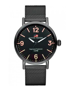 This River Woods Delaware Analogue Watch for Men is the perfect timepiece to wear or to gift. It's Black 42 mm Round case combined with the comfortable Black Stainless steel watch band will ensure you enjoy this stunning timepiece without any compromise. Operated by a high quality Quartz movement and water resistant to 5 bars, your watch will keep ticking. This watch has a Milanese strap it's the best choice for your relatives and friends -This Analogue watch has a function: Luminous Hand High quality 21 cm length and 20 mm width Black Stainless steel strap with a Fold over clasp Case diameter: 42 mm,case thickness: 9 mm, case colour: Black and dial colour: Black