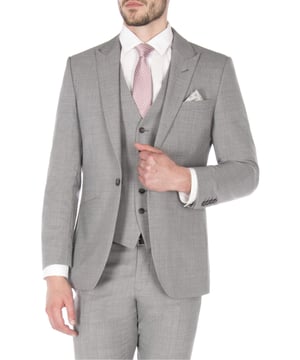 This Racing Green Collection is presented with classic understated style and design. The use of classically British heritage that inspires the brand extends through to the cloth, design and typically confident use of colour. This light grey panama suit is made from a Wool blend and is crafted on the Racing Green tailored block to create a sharp and sophisticated silhouette. Wear the jacket, trouser and waistcoat together for a classic three piece suit perfect for any occasion.