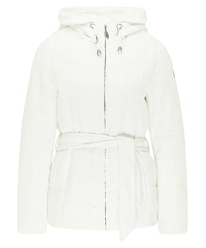 Ergänzen Sie Ihre Wintergarderobe mit dieser eleganten und stylischen Steppjacke von DreiMaster Vintage. Dank ihrer außergewöhnlichen Tweed-Optik und der taillierten Silhouette avanciert sie spielerisch zu einem stilsicheren Begleiter, der Sie sicher durch die kalten Wintertage trägt. Geschlossen wird die Jacke über einen Reißverschluss, verschlossen mit einem stylischen Zipper. Eine gefütterte Kapuze, zwei Eingrifftaschen mit Druckknöpfen sowie ein Bindegürtel runden das Design ab.  Jacke