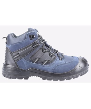 Lightweight safety hiker crafted with suede leather and breathable nylon mesh upper, injected PU scuff cap, steel toe, steel midsole and dual density PU outsole.
-Trendy and Lightweight Safety Hiker-Upper is made with Suede and Breathable Mesh With Moulded Rubber Overlay-Rubber Heel Stabiliser for Durability-Padded Tongue and Collar for Comfort-Comfortable and Removable EVA Footbed-Injected Moulded PU Scuff Cap for Extra Durability. Ideal when working on the knees-Dynamic and Raised Injected PU Midsole Clasps the Upper to Provide Increased Protection