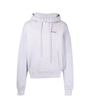 Blijf warm en stijlvol met deze Off-White Hoodie. Deze hoodie heeft een eigentijds ontwerp en het iconische logo en zal zeker een gespreksstarter zijn. Pronk met je unieke stijl!, Pijlontwerp, Verstelbare capuchon met trekkoord, Grote kangoeroezak aan de voorkant, Normale pasvorm, 100% katoen, Gemaakt in Italië, Streetwear, Paarse hoodie, Trui met capuchon