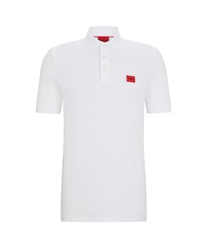 Men's polo shirt from the HUGO brand. Plain-coloured pique polo with woven label on the left chest. Made of pure cotton.