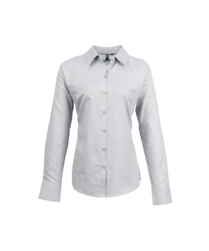 Langärmlige Oxford-Bluse. Pflegeleicht. Taillierte Form. Material: 70% Baumwolle, 30% Polyester. Größe: 34 - 50.