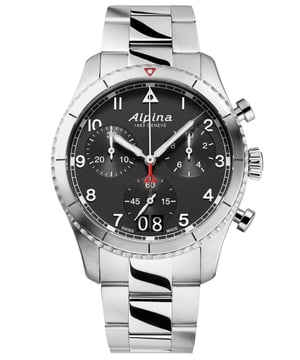 This Alpina Startimer Pilot Chronograph Watch for Men is the perfect timepiece to wear or to gift. It's Silver 41 mm Round case combined with the comfortable Silver Stainless steel watch band will ensure you enjoy this stunning timepiece without any compromise. Operated by a high quality Quartz movement and water resistant to 10 bars, your watch will keep ticking. This Elegant and practical watch is perfect for all occasions. It’s a great gift for your relatives and friends -The watch has a calendar function: Date, Swiss Made, Stop Watch, Luminous Hands, Luminous Numbers High quality 21 cm length and 20 mm width Silver Stainless steel strap with a Deployment clasp Case diameter: 41 mm,case thickness: 12 mm, case colour: Silver and dial colour: Black