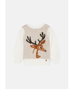 We love this Winter knit deer-ly. Knitted from the softest yarns and scattered with metallic highlights. it features a beautiful deer motif perfect for the festive season. It will certainly make your heart grow fawn-der!.