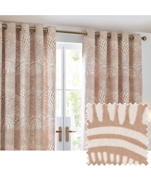 Blending modern neutrals with nature-inspired tones to create an inspiring collection of prints that stand the test of time. Create impact with simple but stylish prints. Nola is a new modern classic. Featuring a unique geometric design inspired by minimalist and abstract art, these printed eyelet curtains are woven using 100% cotton half-panama fabrics and are complete with room-darkening qualities, making them suitable for every type of home.