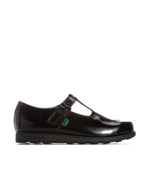 Womens Kickers Fragma T Patent Shoes in black.<BR><BR>- Full patent leather T-bar shoe with an adjustable buckled strap.<BR>- Shiny patent leather upper.<BR>- Adjustable buckled strap.<BR>- Classic triple stitch detail.<BR>- Iconic red and green Kickers logo tabs.<BR>- Embossed Kickers branding to sides.<BR>- Micro-Fresh technology ensures shoes are odour-free for longer.<BR>- Ridged rubber sole for traction and durability.<BR>- Leather upper  Textile lining  Synthetic sole.<BR>- Ref: 1-15202