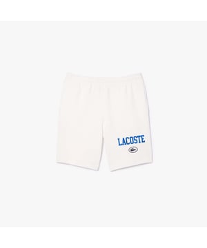 Regular Fit Lacoste Print Jogger Shorts Organic cotton fleece Regular fit  straight cut Drawstring waist Flocked print Silicone crocodile on front
