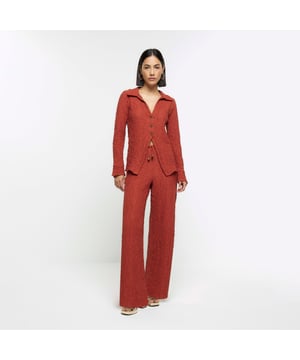 ASYOU satin low rise cargo trouser in red