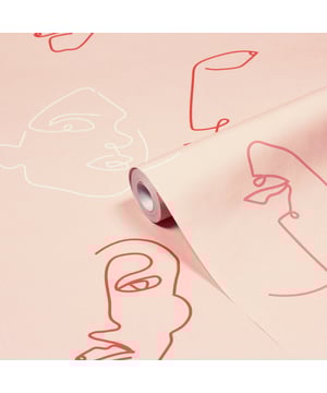 Celebrate all uniqueness, individual identity and diversity with the Kindred wallpaper featuring hand drawn abstract faces in shades of peach blush and clay, this soft, tonal design is a contemporary art piece for any room of your house. This wallpaper is a paste the wall application; simply paste the wall, hang your paper, and leave to dry. Each roll is 10m long and 52cm wide. Pattern repeat: 53cm Straight Match. Our Kindred wallpaper can be used to paper the whole room or to create an eye-catching feature wall. This wallpaper is also wipeable so that any light marks can be dabbed away.