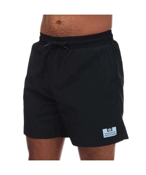 Mens Weekend Offender Barios Swim Short in navy.- Elasticated waist with external drawcord.- Two open front pockets.- Velcro shut wallet pocket.- Mesh inner briefs.- Signature embossed metal badge with a thick nylon webbing & vertical weave on left leg.- DWR coated (Durable Water Repellent).- 100% Nylon with Polyurethane.- Ref: WOSST502NC