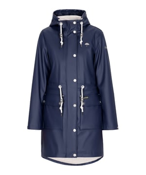 Entdecken Sie den ultimativen Regenmantel, der Stil und Funktion mühelos vereint. Diese Parka-Jacke verfügt über eine Kapuze mit Kordelzug, einen Reißverschluss vorne mit Druckknöpfen und praktische Pattentaschen. Die normale Passform und der Kordelzug an der Taille sorgen für einen maßgeschneiderten Look, während das wasserdichte Material (3000 mm) dafür sorgt, dass Sie im Freien trocken bleiben. Mit verschweißten Nähten und Stehkragen ist diese Langarm-Outwear sowohl stilvoll als auch funktional.  Regenmantel
