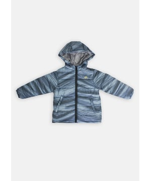 The jacket of the season! This performance based fabric puffa jacket features a fabulously unique brushstroke print. Made with recycled polyester filling and sporting a practical hood it is cool and kind.  . about me: Shell-100% Polyester Lining- 100% Polyester | Waterproof . Look after me: think planet. machine wash at 30c.