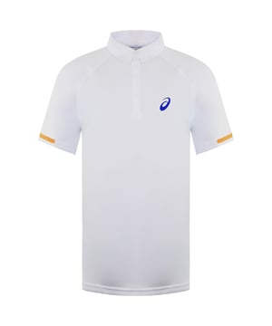 Elevate your game with the Asics Athlete Men's White Tennis Polo Shirt, designed for players who demand both style and performance. This classic white polo combines sophisticated design with high-performance features, ensuring you look sharp and stay comfortable on and off the court.
 Key Features:
Classic Design:

The clean white color and timeless polo silhouette offer a polished, versatile look that’s perfect for both match days and casual outings. The shirt features a three-button placket and a subtle Asics logo on the chest for a refined appearance.

Advanced Fabric Technology:

Crafted from a premium blend of polyester and elastane, this polo ensures optimal comfort and durability. The moisture-wicking fabric effectively manages sweat, keeping you dry and focused throughout your match.

Breathable and Lightweight:

Designed with lightweight and breathable materials, the polo promotes airflow and ventilation, enhancing comfort and helping to regulate your body temperature during intense play.

Enhanced Mobility:


 The shirt’s fabric provides a slight stretch, allowing for unrestricted movement and flexibility on the court. Its ergonomic design ensures a comfortable fit that adapts to your playing style.

Anti-Odor Properties:

Equipped with anti-odor technology, the polo helps to reduce unpleasant smells, keeping you feeling fresh from the first serve to the final set.

Comfortable Fit:

Features a traditional polo collar and ribbed cuffs that provide a classic fit while offering additional comfort. The tailored cut ensures a sleek, athletic look that’s both functional and stylish.

 
The Asics Athlete Men's White Tennis Polo Shirt merges classic elegance with modern performance, making it a must-have for any tennis enthusiast looking to combine comfort, functionality, and timeless style on the court.
 