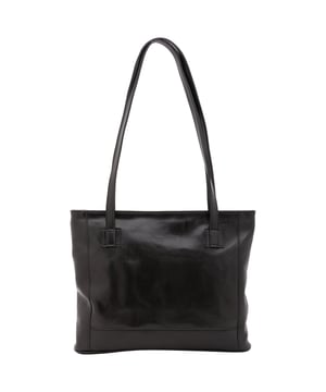 Bolso bandolera para mujer. El cierre es con cremallera. Hay dos bolsillos internos con cremalleras. Los bolsillos externos están ausentes. Falta la correa para el hombro. El mango es de piel. Hay dos compartimentos internos. El material exterior es auténtica piel de vacuno. Internamente está forrado en algodón. Medidas: 30x37x8 cm. Hecho en Italia