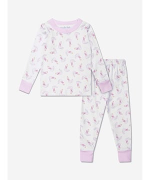 Introducing the Baby Girls Princess Swan Long Pyjamas in White by Magnolia Baby. A sophisticated addition to your baby girl's wardrobe, boasting impeccable style and comfort. Key features:  Elegant design: This outfit shows off a chic princess swan motif, elevating its charm and appeal.  Premium comfort: Crafted from superior quality materials, it promises unmatched ease for your little princess, encouraging sound sleep. Elevate your baby girl‚ wardrobe: This Magnolia Baby piece is a spectacular wear. Don't wait, order now and define her style!