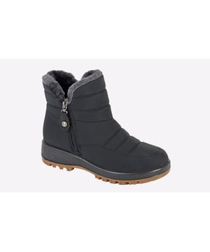 The Boulevard Connie Women's Thermal Lined Ankle Boots are a perfect blend of warmth, comfort, and style, designed to be your go-to footwear during the colder months. Crafted with care and attention to detail, these ankle boots offer a sleek yet practical design that caters to both functionality and fashion. The thermal lining inside the boots ensures your feet stay warm and cozy even in the coldest conditions, making them an essential choice for winter. This insulation is especially effective at trapping heat, allowing you to step out into cold weather with confidence that your feet will remain protected from the chill.- Nylon upper- Zip closure- Thermal lined- Cushioned footbed- Durable rubber outsole- Boulevard branding
