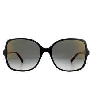 Jimmy Choo Sunglasses JUDY/S 807 FQ Black Transparent Grey Gradient Gold Mirror are an oversized and elegant butterfly style with super slim temples embellished with the Jimmy Choo logo ..