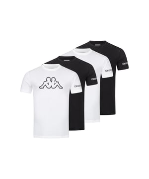 Kappa 4er Set T-Shirt LOGO, Logo in Weiß auf Brusthöhe, Regular Fit (locker und lässiger Schnitt), Rundhals, 100% Baumwolle, Pflegehinweis Maschinenwäsche bei 30°C