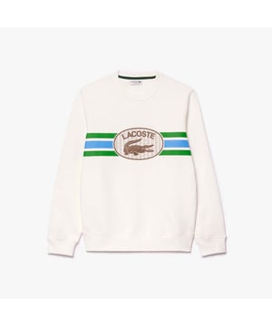 SH1420 Loose Fit Monogram Print Fleece Sweatshirt Unbrushed cotton fleece Loose fit  loose sleeves Classic embroidered crocodile on breast   Loose Fit Monogram Print Fleece Sweatshirt Unbrushed cotton fleece Loose fit  loose sleeves Classic embroidered crocodile on breast