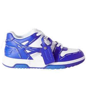 Off-White merges '80s and '90s aesthetics with street, basketball and running styles in these white and blue panelled sneakers. A chunky rubber outsole with translucent gel inserts completes the design, while a recontextualised logo nods to the house's covetable codes.