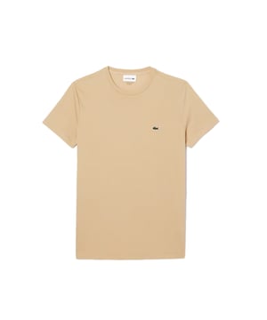 Lacoste T-shirt in beige Pima katoen voor heren. Authentieke kleding van het merk Lacoste - streetwear/sportswear design van Lacoste - Lacoste voor modieuze mannen, perfect om elke dag te dragen - Lacoste T-shirt in beige past perfect bij de rest van je garderobe - comfortabel katoenen materiaal - klassiek -Pima-.
