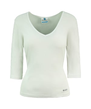 Champion V-Neck 3/4 Sleeve Plain White Womens Heritage Fit Top 103815 006