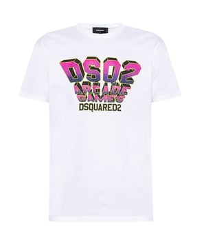 Camiseta blanca de manga corta D2 Estilo Cool Fit, se ajusta a la talla real 100% algod—n, Made In Italy Cuello redondo, mangas cortas S74GD01152 S23009 100W