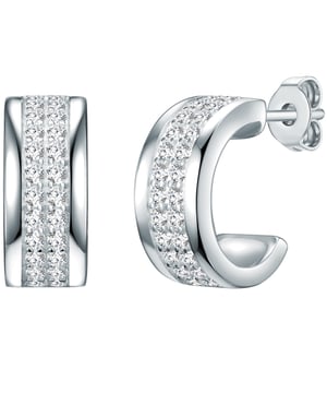 Perfectly underline their uniqueness: the stylish silver screoles from the Italian jewelry smithy Rafaela Donata. A trend -strong accessory made of 925 silver that can be combined in many ways and specifically emphasizes your female side. Created with great attention to detail, the designers have placed great importance on a sensual and clear formal language on this piece of jewelry. A special highlight are the sparkling zirconia stones. Thanks to the precise cut, the stones shine almost magically even in the smallest incidence of light. With these creoles you prove style and fashion awareness, and you also set an accents that are beguiling to every styling. So that the earrings always remain bright, they were coated with a long -lasting start -up protection.