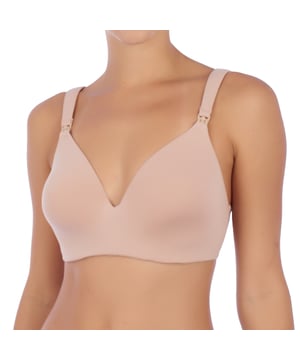 Non-wired nursing bra, designed to provide comfort and support to nursing mothers.

 Details:

 - Made of soft, stretchy fabric for a comfortable, long-lasting fit.
 - Flattering V-neckline and wide adjustable straps for added customization.
 - Clip system on the straps to easily lower the cups and facilitate breastfeeding.
 - Rear eyelet closure with 4 columns and 3 hooks, which ensures a firm and secure fit.

 A functional and comfortable garment, ideal for pregnant and nursing women who prioritize practicality and comfort.
 Composition: 67% Cotton, 30% Polyester, 3% Elastane
 Care:
- Hand wash.
 - Use mild detergent.
 - Avoid tumble drying.
 - Do not use bleach.