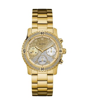 Specification Details Brand Guess Model W0774L5 Barcode Number N/A Gender Women's Case Diameter 38 mm Case Material Steel Case Colour Gold Dial Colour Two Tones Band Material Steel Band Colour Gold Movement Quartz Chronograph No Water Resistance 5 ATM