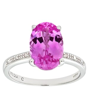 9K (375) Yellow Gold: 2.1gr; # Diamond: 0.03ct; # Created Pink Sapphire: 4.75ct