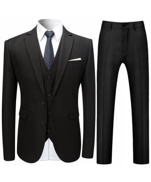 [Materialpflege] HOCHWERTIGES MATERIAL – 70 % Polyester, 30 % Viskose. Es ist bequem, atmungsaktiv, weicher, glatter, leichter zu waschen und behält die Form. 94 % Polyester und 4 % Viskose für die Innenseite, es atmet frei und nimmt Schweiß auf. WASCHEN – Chemische Reinigung wird empfohlen; Handwäsche ist möglich, jedoch mit kaltem Wasser. [Stildesign] SLIM FIT – Dieser Anzug mit spitzem Reversdesign und kleinem Schnitt mit 3D-Drapierung. Knopfverschluss. Schlitz in der Mitte hinten, gepolsterte Schultern, Manschetten mit vier Knöpfen, zwei Pattentaschen, eine Leistentasche auf der Brust. Flache, lockere Hose vorne mit verlängertem Hüftgurt und schrägen Seitentaschen. Slim-Fit-Anzüge sind etwas enger als Anzüge mit normaler Passform. Wenn Sie ihn anziehen, macht er Sie kleiner und schnittiger. Und sieht modern und gutaussehend aus. VIELSEITIGER ANLASS - Es eignet sich für viele Anlässe, wie Hochzeiten, den Alltag, Geschäftstreffen, modische Partys, große Feiertage usw. Es ist auch perfekt für junge Männer, die sich auf die Heimkehr vorbereiten und wieder zur Schule gehen. [Paket] 1 * Blazer + 1 * Hose + 1 * Weste