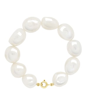 Armband aus Gold – Reihe echter Barock-Süßwasserperlen 11-12 mm – FARBE NATÜRLICH WEISS – Länge 18 cm – Federringverschluss Komfort Gelbgold – Lieferung mit Echtheitszertifikat und internationaler Garantie – HERGESTELLT IN UNSEREN FRANZÖSISCHEN WERKSTÄTTEN