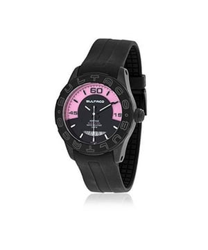 BULTACO H1AB43S-SS1 Uhr Frau Quarz• Material: Edelstahl• Glas: Mineral• Armband: Gummi• Farbe: Schwarz• Wasserbeständigkeit: 100 m (10 ATM)• Gehäusegröße: 43 mm