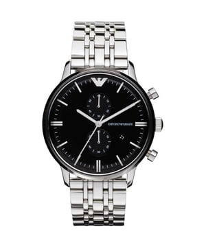 Emporio Armani AR0389 Chronograph Silver Watch. Emporio Armani Silver Watch. Water Resistant, 1 Year Warranty. Comes With Diesel Smart Display Case with Inner Cushion & User Manual. AR0389. Case Material Stainless Steel