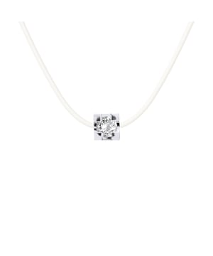 Halskette mit Nylonfaden und echtem Diamant 0,03 Cts HSI Qualität - Länge 42 cm, 16,53 in - Unser Schmuck wird in Frankreich hergestellt und wird in einer Geschenkbox mit Echtheitszertifikat und internationaler Garantie geliefert