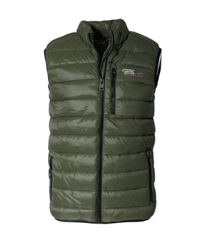 Thanks to its modern synthetic materials, this vest is water-repellent, windproof and padded without using down. Its fashionable quilted pattern will complement your leisure looks to make a great basic accessory. There are some practical pockets: two inside pockets and two zip pockets on the outside.